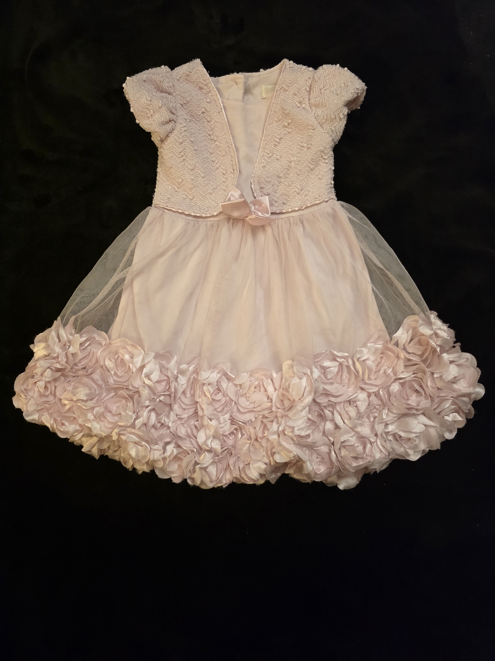 Sweet Pale Pink Floral Rosette Tulle Dress for Girls